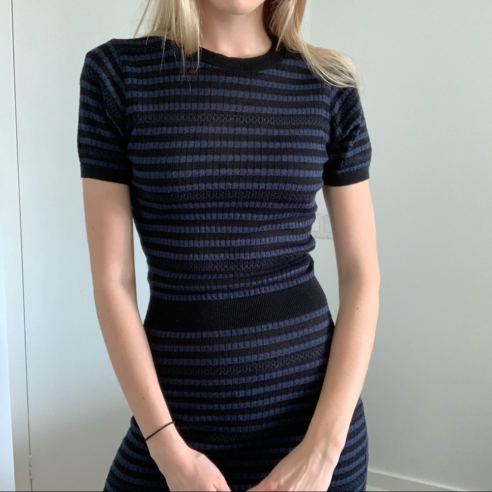 ZARA Knit Blue and Black Summer Dress